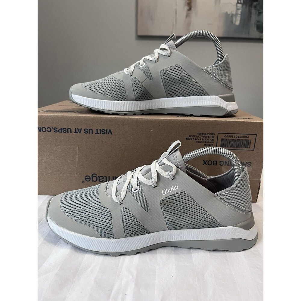 OluKai Huia Womens Size 8 Slip On Athletic Sneakers Pale Grey Mesh Shoes 20492